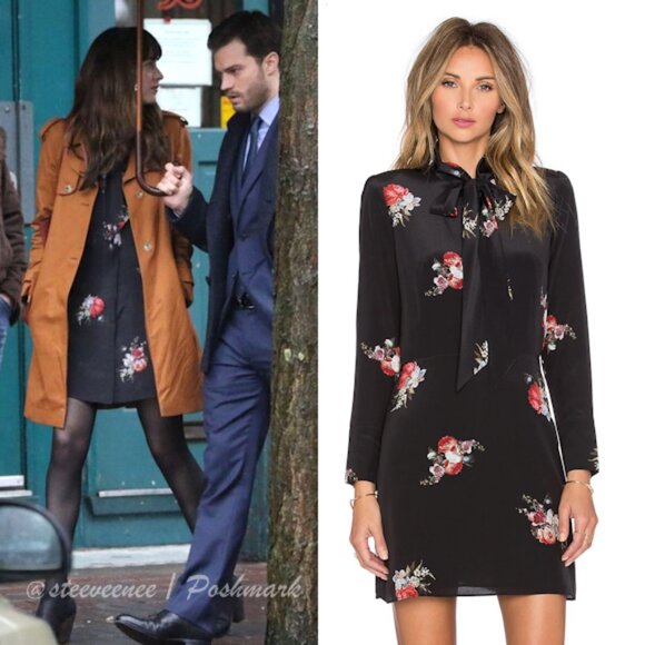 🏷️SALE🏷️The Kooples Floral Tie Neck Dress ASO Anastasia Steele - Picture 1 of 10